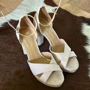 Nude platform heels, size 8